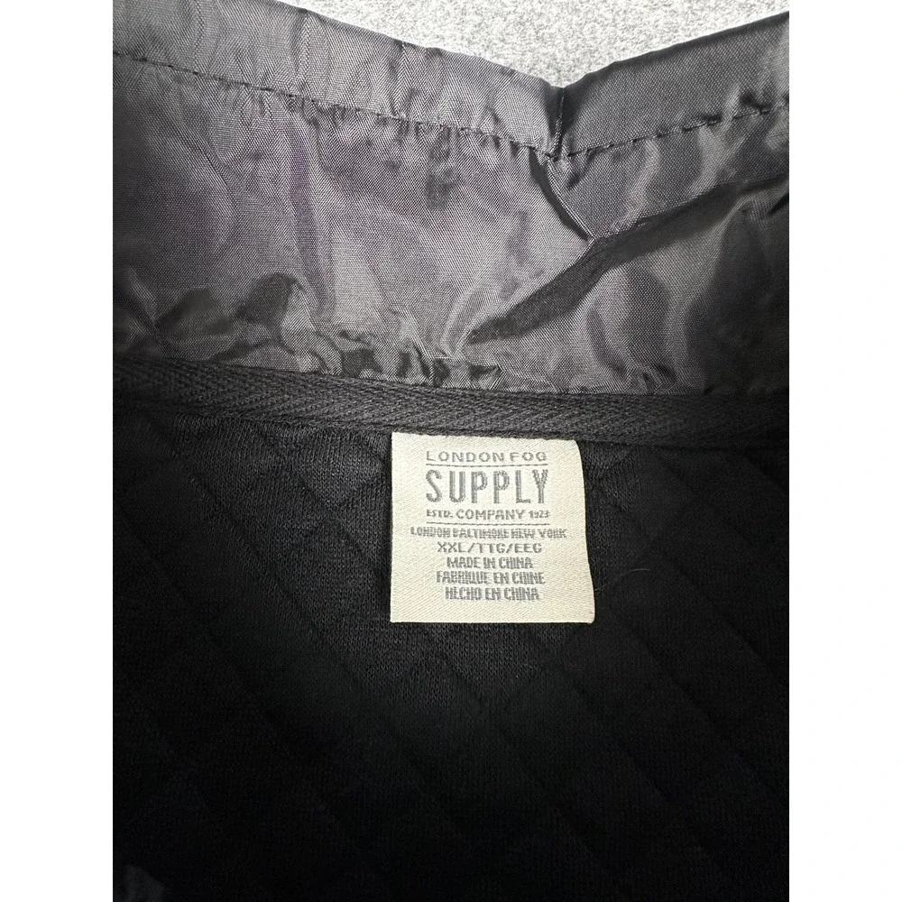 London Fog Supply Mens Quilted Snap Neck Pullover‎ Sweater XXL Black